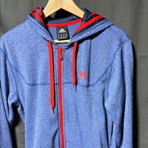 Adidas Heather Blue Hoodie with Red Details
